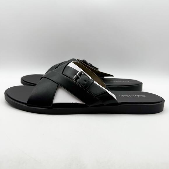 Calvin Klein Mens Elon Slip On Sandals US 13 M Black Vegan Leather NIB - Picture 8 of 12